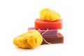 Bricks of handmade soap with natural sea sponge. SPA concept. Royalty Free Stock Photo