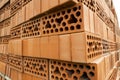 bricks with holes folded on a construction