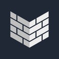 Bricks icon on black background. Brick wall. Vector illustration.