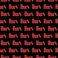 Bricks icon isolated seamless pattern on black background