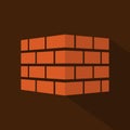 Bricks icon with long shadow. Bricks logo. isolated on background. Vector illustration.