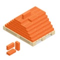 Bricks on pallet. Bricks building material. 3d flat vector isometric illustration.