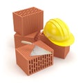 Bricks scene, 3D illustration Royalty Free Stock Photo