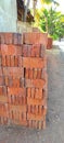 bricks stacked on the side of the road Royalty Free Stock Photo