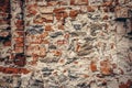 Bricks and stone ruined wall texture