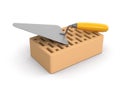 Bricks and Trowel (clipping path included) Royalty Free Stock Photo
