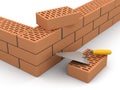 Bricks and Trowel (clipping path included) Royalty Free Stock Photo