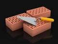Bricks and Trowel (clipping path included) Royalty Free Stock Photo