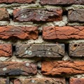 Between bricks is unevenly applied adding to the rough textured Royalty Free Stock Photo