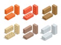 Bricks on white. Brick icon set. Flat 3d isometric vector illustration. Royalty Free Stock Photo