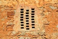 Bricks window in masonry wall ancient architecture