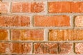 Brickwall background pattern in orange color. Closeup view