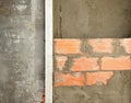 Brickwall construction and mortar cement plaster