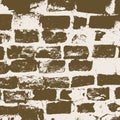 Brickwork, brick wall of an old house, brown and white grunge texture, abstract background. Vector