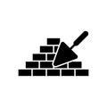 Brickwork icon. Trowel and brick icon. Construction or repair symbol. Brickwork and building trowel icon