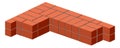 Brickwork. Masonry bricks in half. Construction of a brick wall. Brick stacking scheme