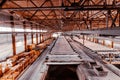 Brickworks. Production workshop inside. Manufacturing facility Royalty Free Stock Photo