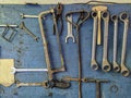 Bricolage tools showcase on a wall