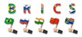 BRICS . association of 5 countries brazil . russia . india . china . south africa . Businessman hand hold and wave flag pole