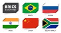 BRICS . Association of 5 countries . Inserted paper flag design . Vector Royalty Free Stock Photo