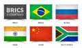 BRICS . Association of 5 countries . Stamp shape with grunge paper texture . White isolated background . Element vector Royalty Free Stock Photo