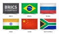 BRICS . Association of 5 countries . Stamp shape with grunge paper texture . White isolated background . Element vector