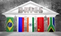 BRICS - association of five major emerging national economies members flags on gears Royalty Free Stock Photo