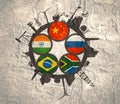 BRICS union members national flags Royalty Free Stock Photo