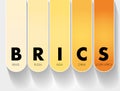 BRICS - Brazil, Russia, India, China, South Africa trade union acronym, business concept background