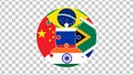 brics country puzzle isolated on transparent background for icon logo. Royalty Free Stock Photo