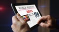 BRICS economy association newspaper on mobile tablet screen