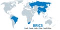 BRICS, member states, major emerging economies, political map