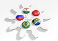 Brics members national flags Royalty Free Stock Photo