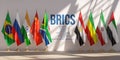 BRICS summit or meeting concept. Row from flags of all members of BRICS list of countries Royalty Free Stock Photo