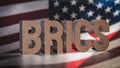 The Brics text on USA flag for Business concept 3d Rendering Royalty Free Stock Photo