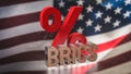 The Brics text on USA flag for Business concept 3d Rendering Royalty Free Stock Photo