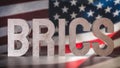 The Brics text on USA flag for Business concept 3d Rendering Royalty Free Stock Photo