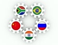 BRICS union members national flags on gears Royalty Free Stock Photo