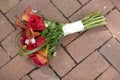 Bridal Bouquet on Brick Walkway Royalty Free Stock Photo