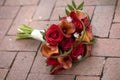 Bridal Bouquet on Brick Walkway Royalty Free Stock Photo