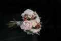 Bridal bouquet in a car seat