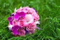 Bridal bouquet in a grass