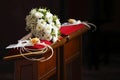 Bridal Bouquet on the Hassock in the Church