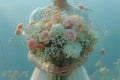 Bridal Bouquet of Pink Roses and Babys Breath Royalty Free Stock Photo