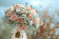 Bridal Bouquet of Pink Roses and Babys Breath Royalty Free Stock Photo