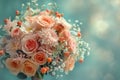 Bridal Bouquet of Pink Roses and Babys Breath Royalty Free Stock Photo