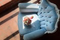Bridal bouquet in soft antique chair