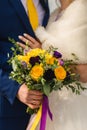 Bridal bouquet on the wedding day. Royalty Free Stock Photo