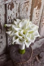 Bridal bouquet of white calla lily. Wedding minimalist flowers. Wedding bouquet Royalty Free Stock Photo