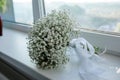 Bridal bouquet of white flowers on a white background Royalty Free Stock Photo